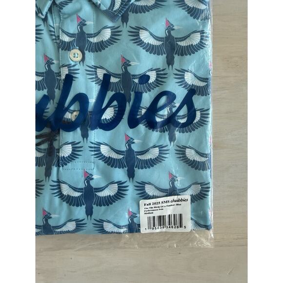 Chubbies Performance Polo. "The Birds Of A Feather" Men’s Medium NEW - Picture 4 of 5